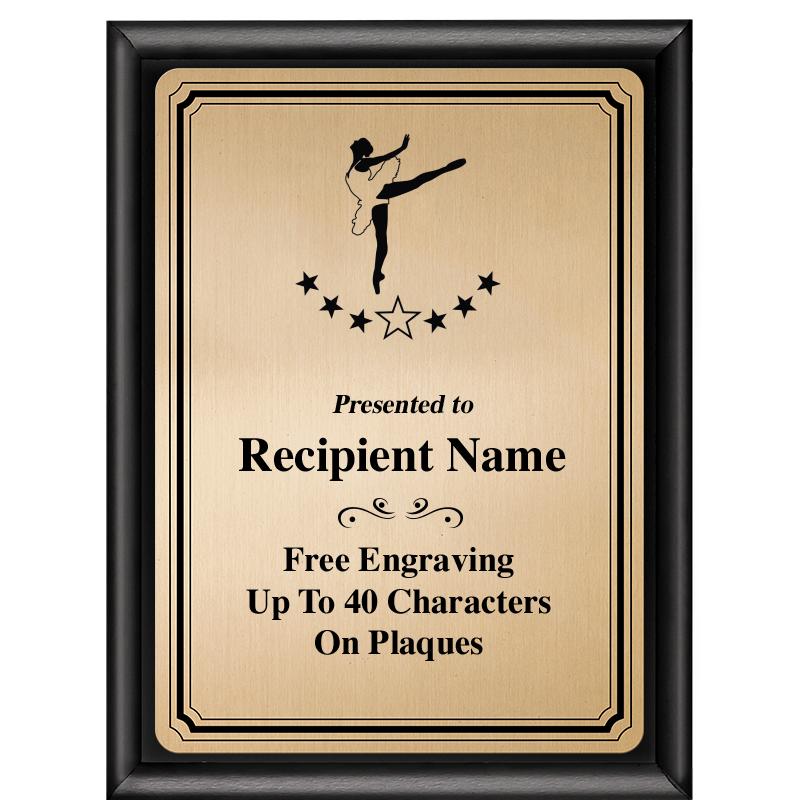 6X8 GOLD TRIO PLT BLK SHNY PLQ