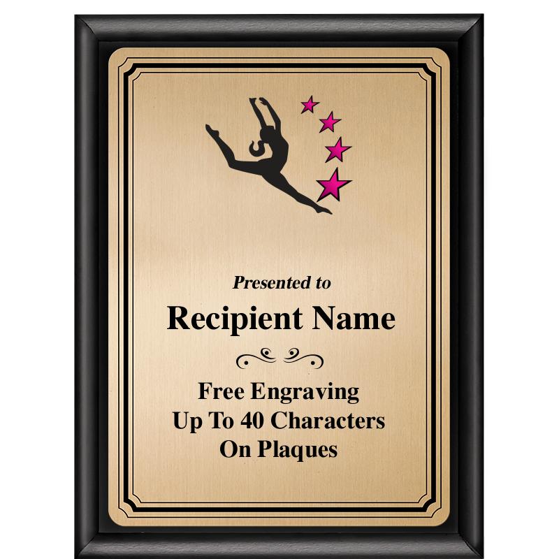 6X8 GOLD TRIO PLT BLK SHNY PLQ