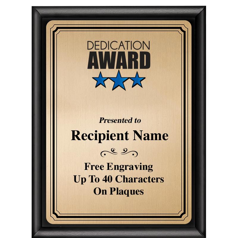 6X8 GOLD TRIO PLT BLK SHNY PLQ