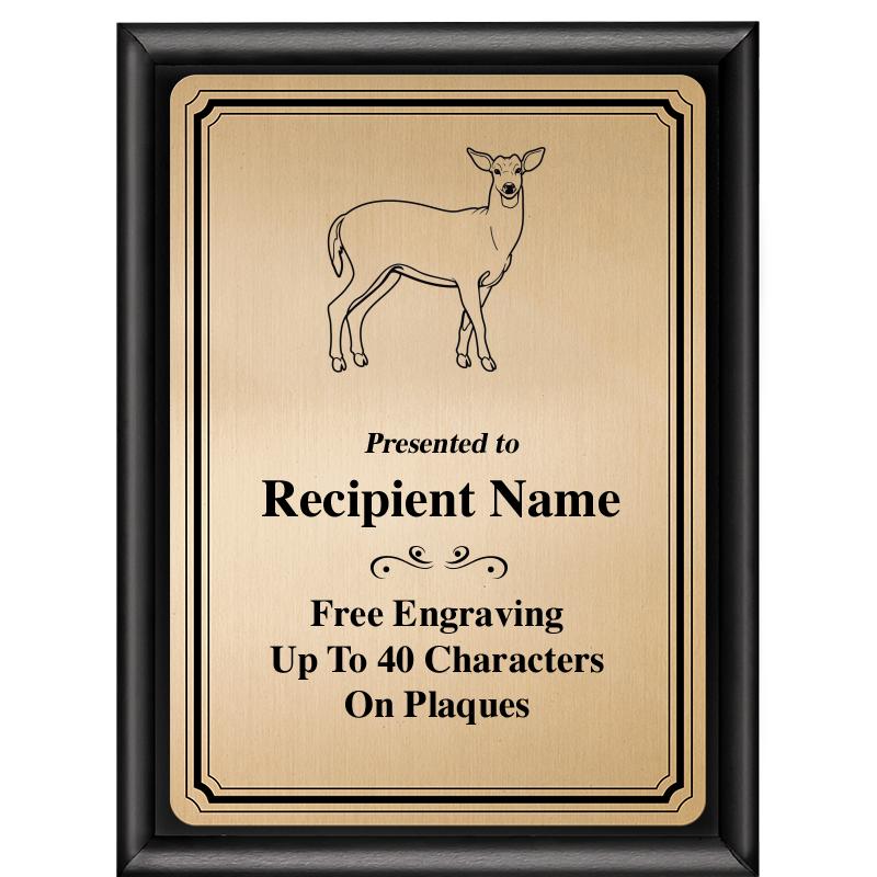 6X8 GOLD TRIO PLT BLK SHNY PLQ