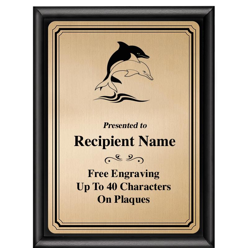 6X8 GOLD TRIO PLT BLK SHNY PLQ