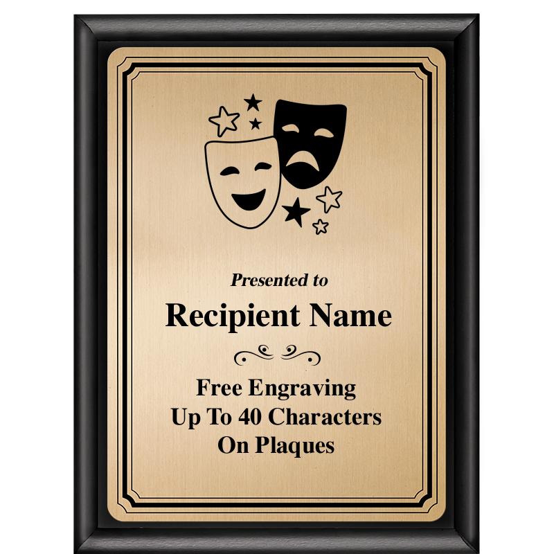 6X8 GOLD TRIO PLT BLK SHNY PLQ