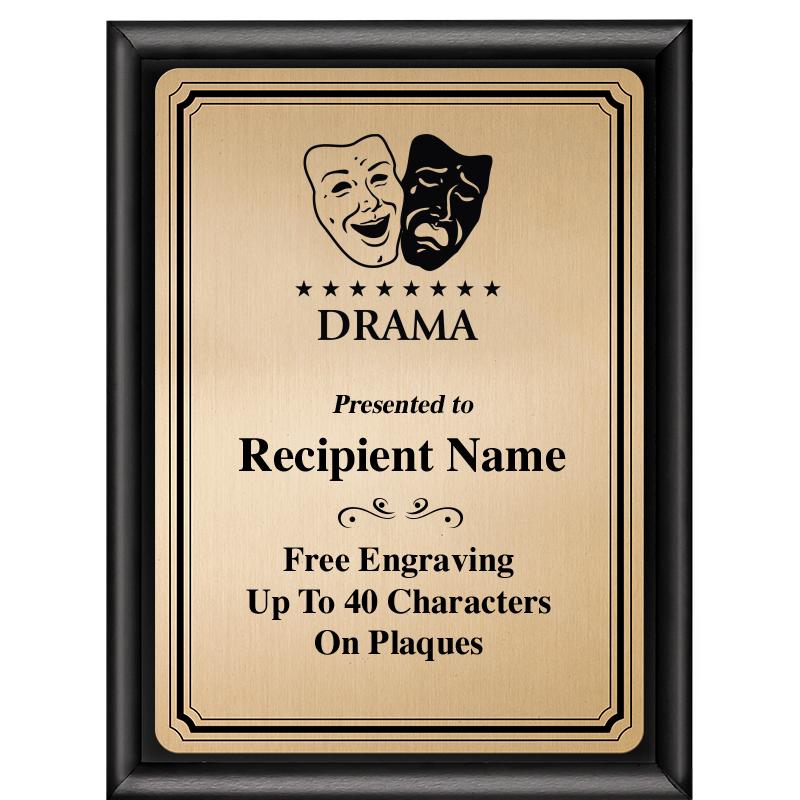 6X8 GOLD TRIO PLT BLK SHNY PLQ