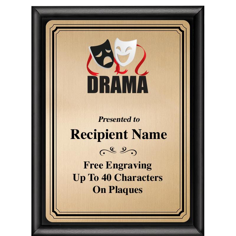 6X8 GOLD TRIO PLT BLK SHNY PLQ