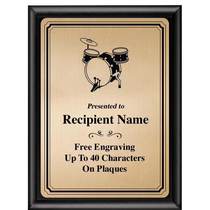 6X8 GOLD TRIO PLT BLK SHNY PLQ