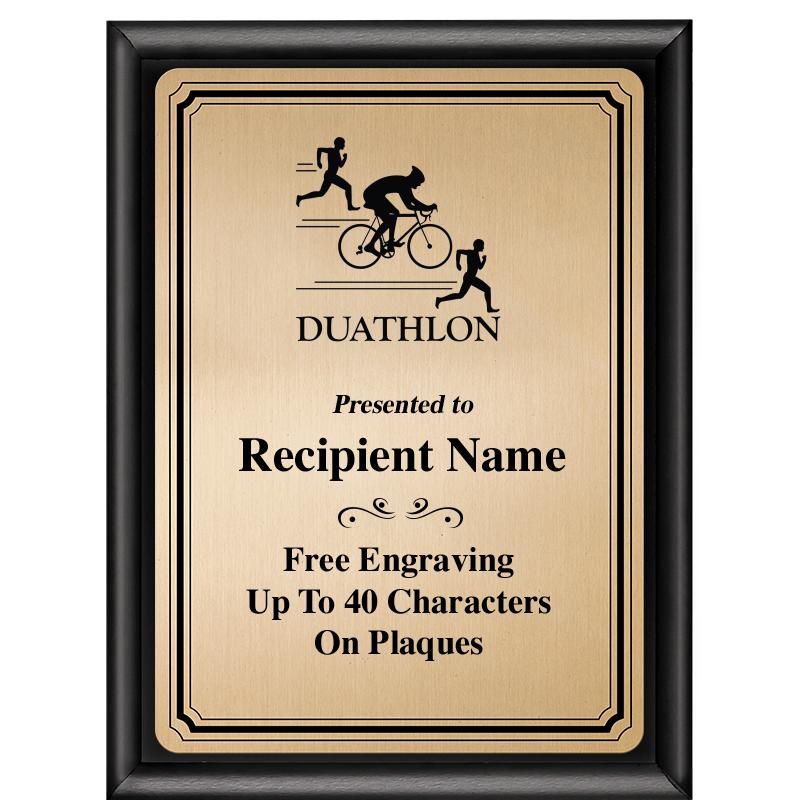 6X8 GOLD TRIO PLT BLK SHNY PLQ