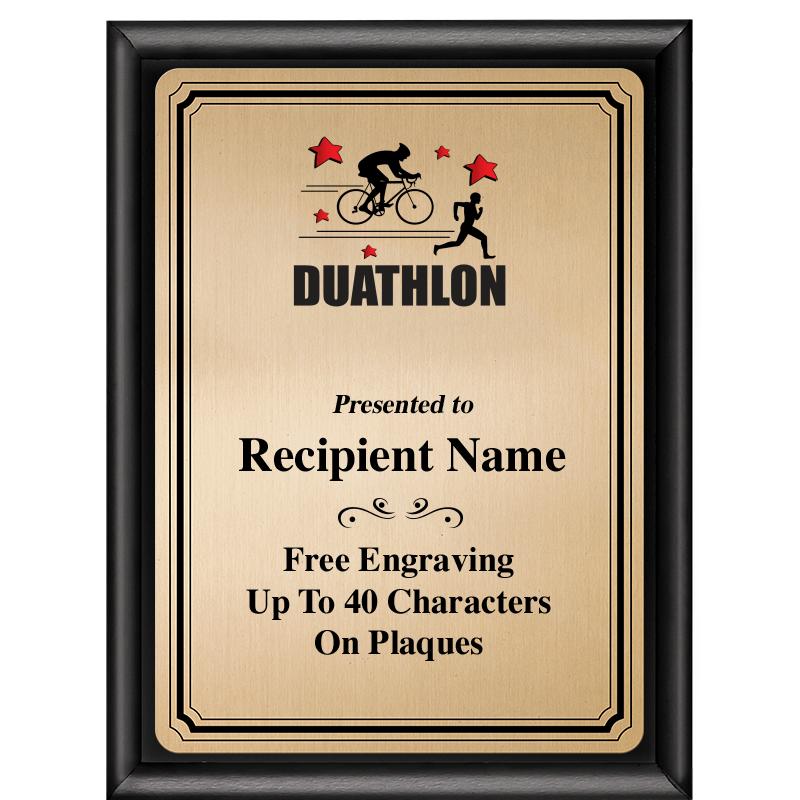 6X8 GOLD TRIO PLT BLK SHNY PLQ