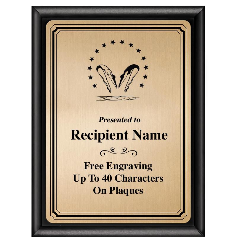 6X8 GOLD TRIO PLT BLK SHNY PLQ