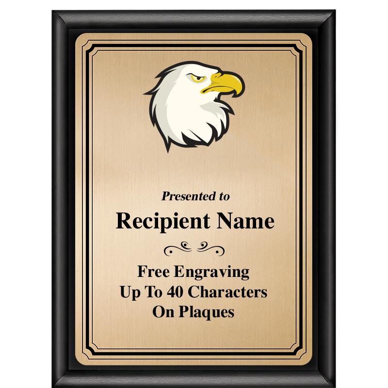 6X8 GOLD TRIO PLT BLK SHNY PLQ