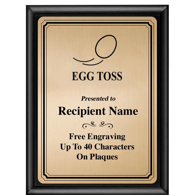 6X8 GOLD TRIO PLT BLK SHNY PLQ