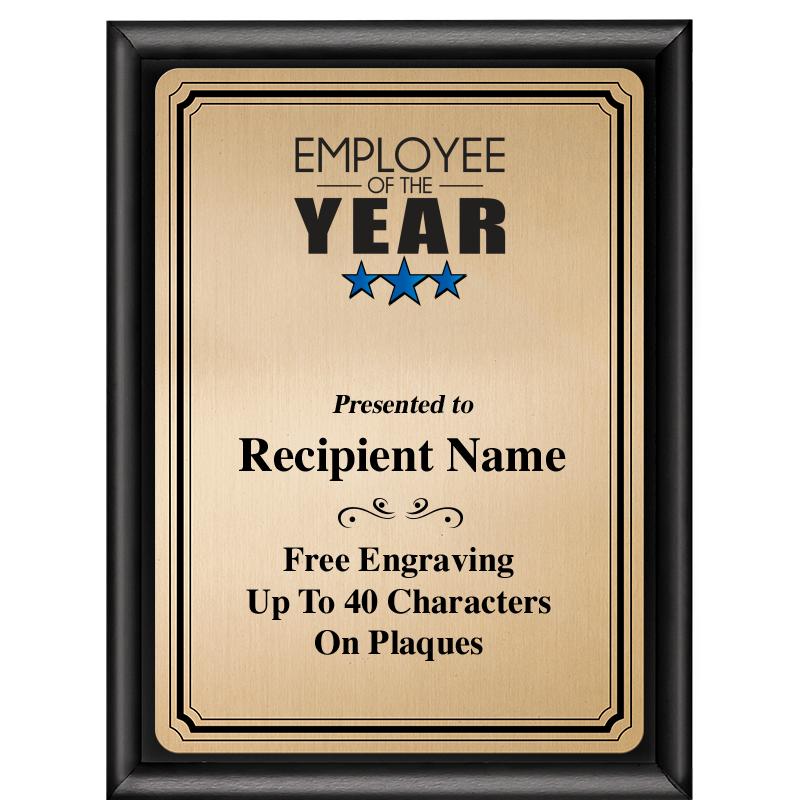 6X8 GOLD TRIO PLT BLK SHNY PLQ