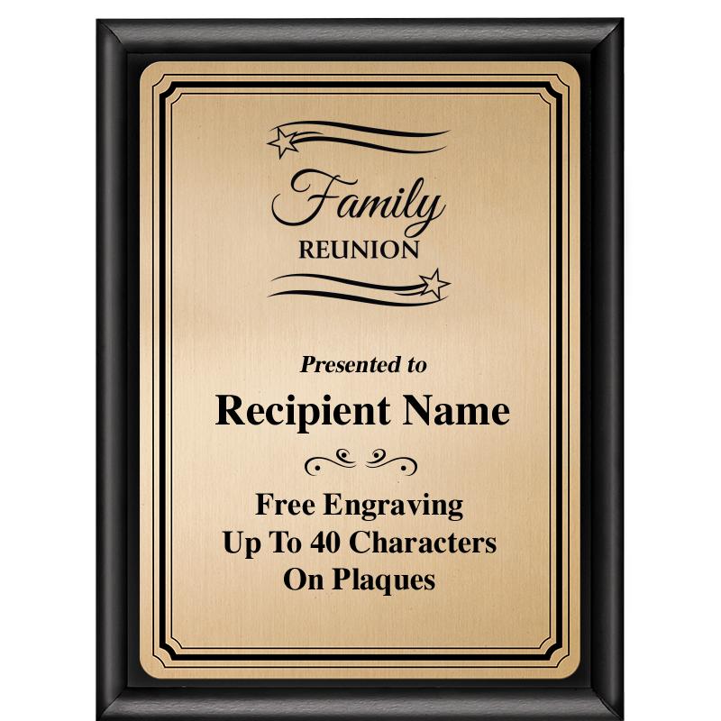 6X8 GOLD TRIO PLT BLK SHNY PLQ