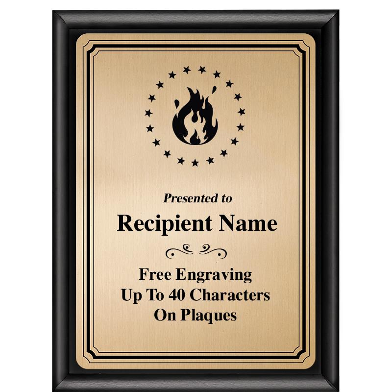 6X8 GOLD TRIO PLT BLK SHNY PLQ