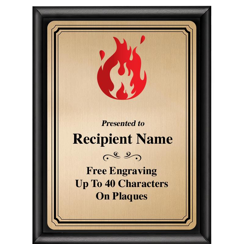 6X8 GOLD TRIO PLT BLK SHNY PLQ