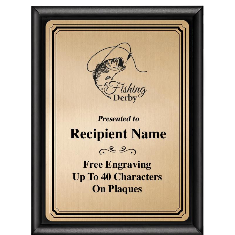 6X8 GOLD TRIO PLT BLK SHNY PLQ