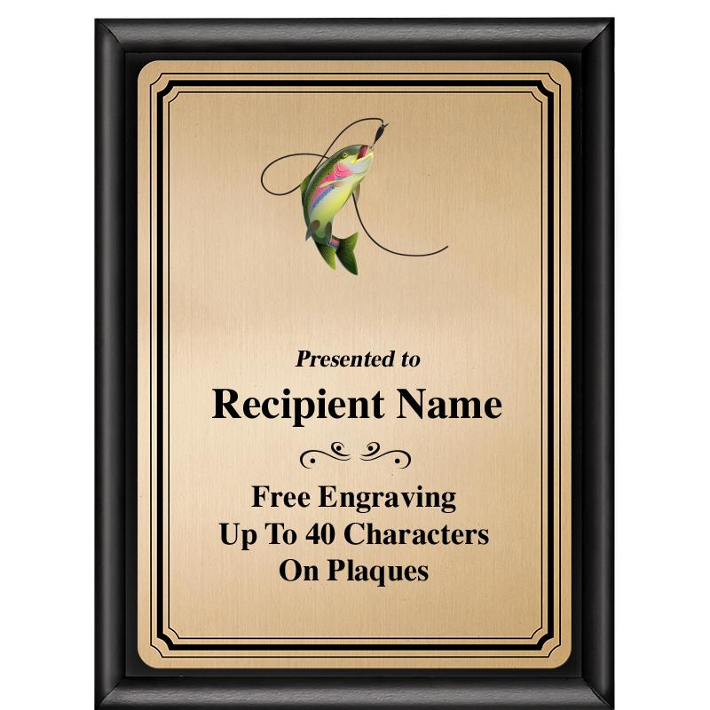 6X8 GOLD TRIO PLT BLK SHNY PLQ