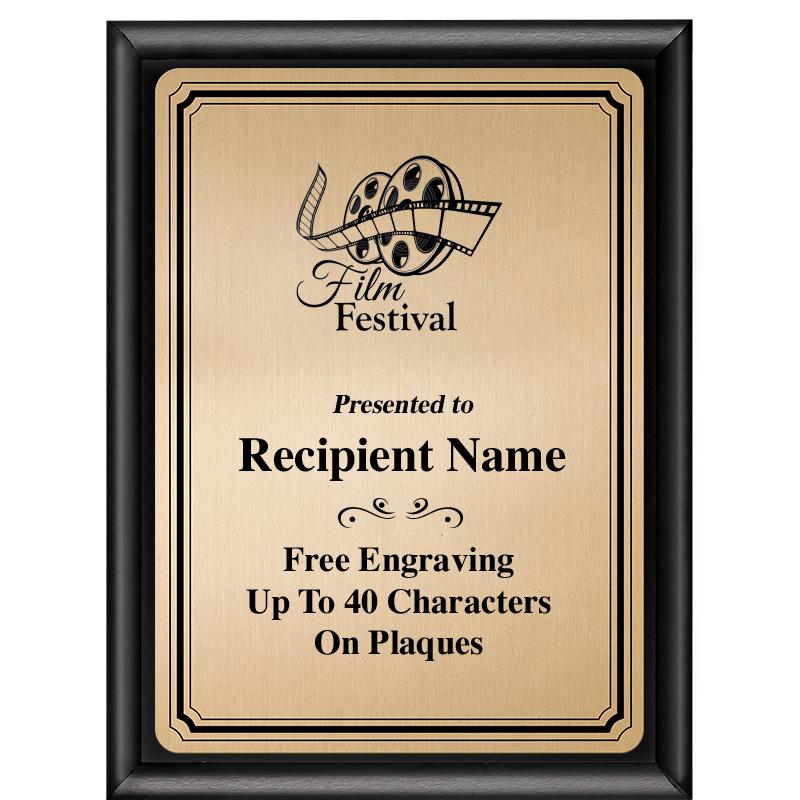 6X8 GOLD TRIO PLT BLK SHNY PLQ