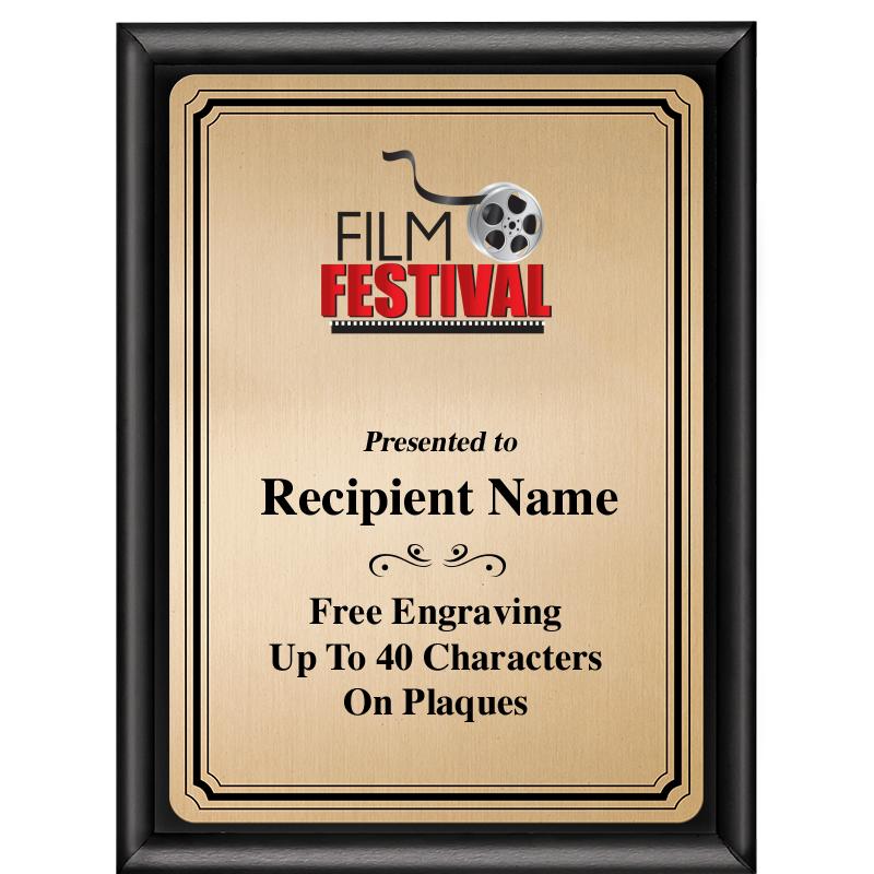 6X8 GOLD TRIO PLT BLK SHNY PLQ