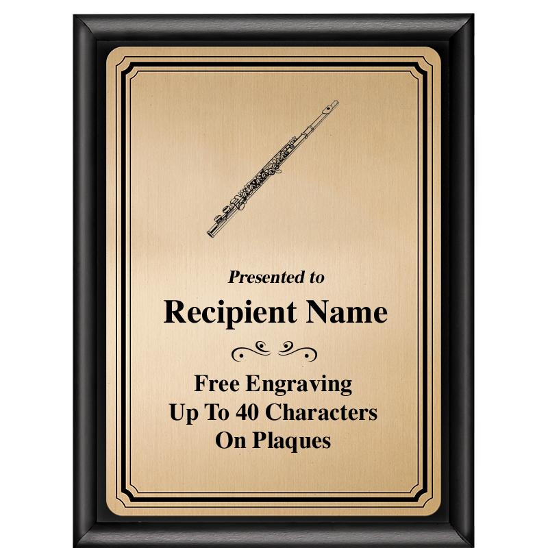 6X8 GOLD TRIO PLT BLK SHNY PLQ