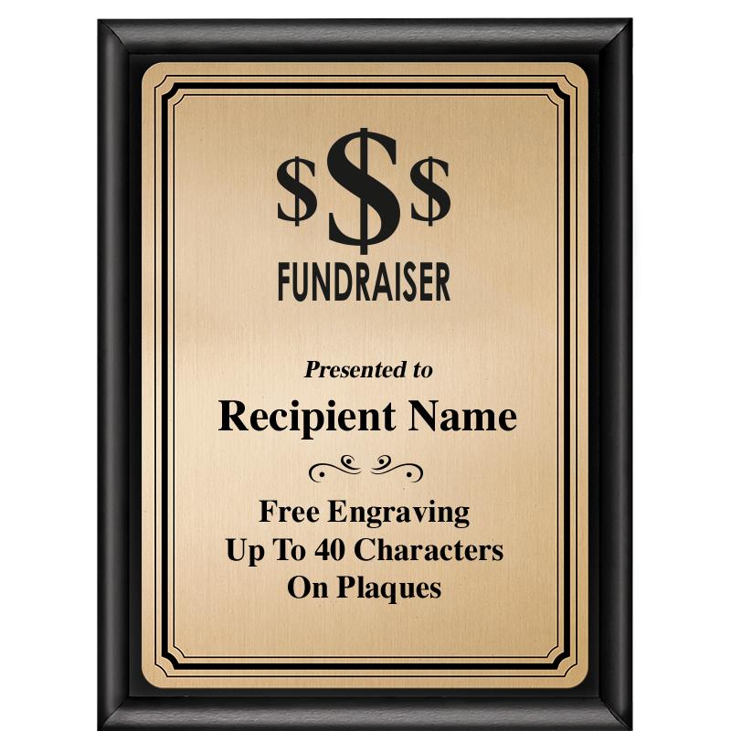 6X8 GOLD TRIO PLT BLK SHNY PLQ