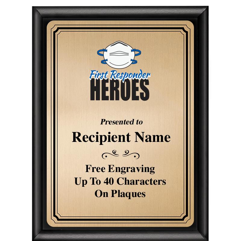 6X8 GOLD TRIO PLT BLK SHNY PLQ