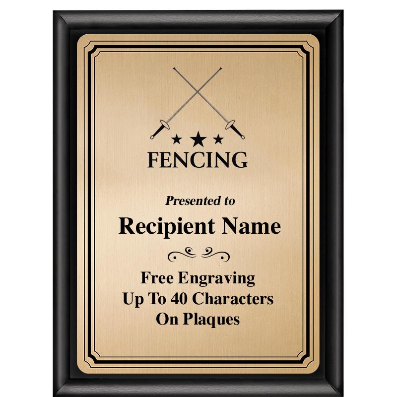 6X8 GOLD TRIO PLT BLK SHNY PLQ