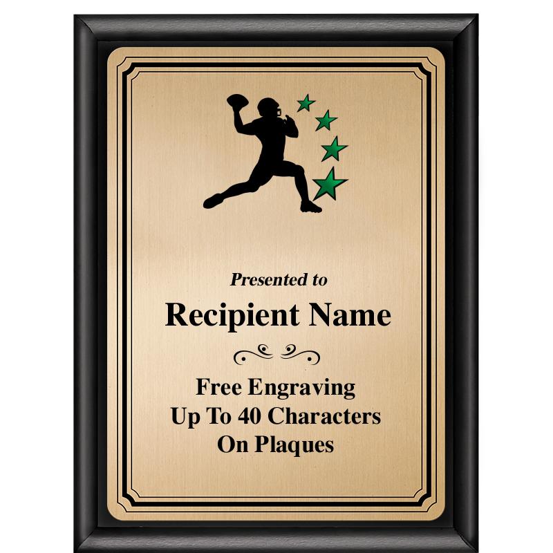 6X8 GOLD TRIO PLT BLK SHNY PLQ