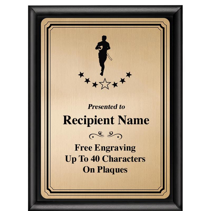 6X8 GOLD TRIO PLT BLK SHNY PLQ