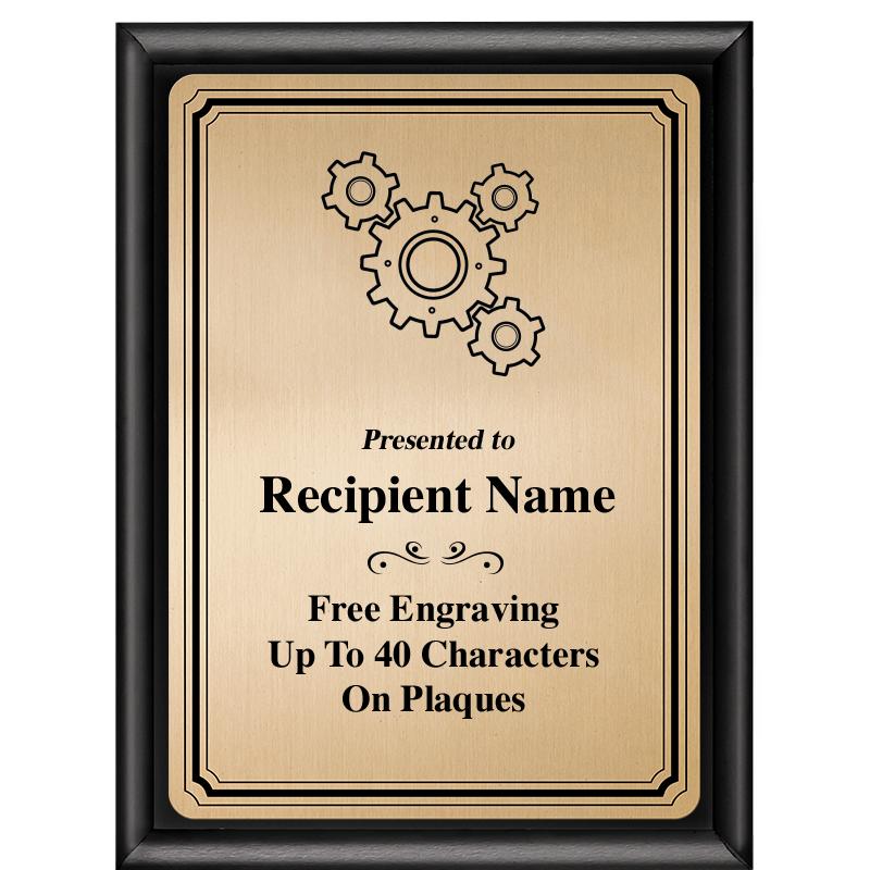 6X8 GOLD TRIO PLT BLK SHNY PLQ