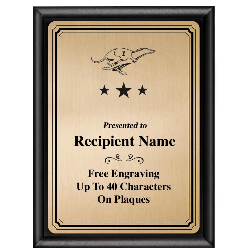 6X8 GOLD TRIO PLT BLK SHNY PLQ