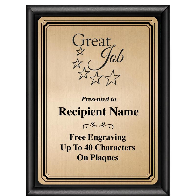 6X8 GOLD TRIO PLT BLK SHNY PLQ