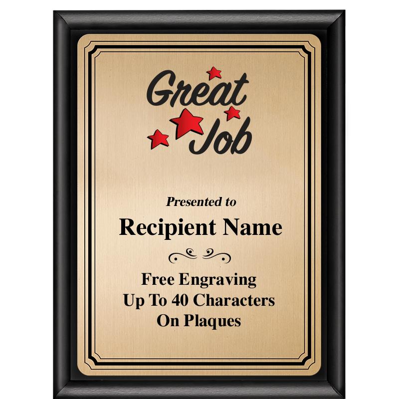 6X8 GOLD TRIO PLT BLK SHNY PLQ