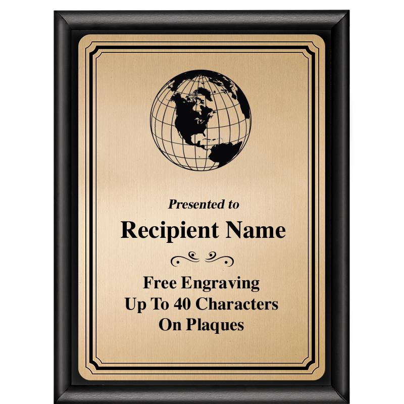 6X8 GOLD TRIO PLT BLK SHNY PLQ