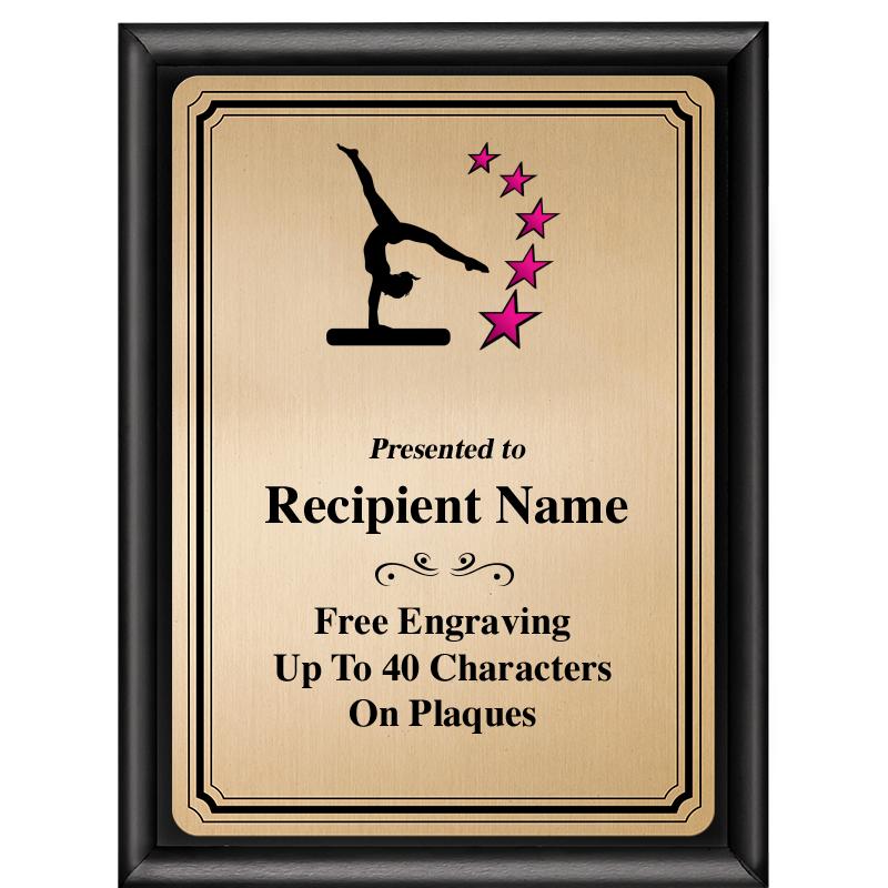 6X8 GOLD TRIO PLT BLK SHNY PLQ