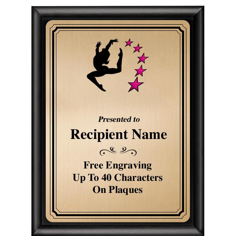 6X8 GOLD TRIO PLT BLK SHNY PLQ