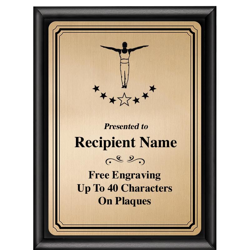 6X8 GOLD TRIO PLT BLK SHNY PLQ