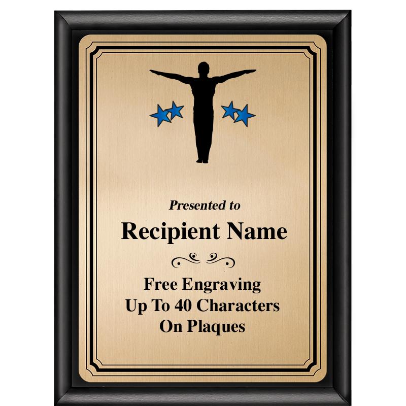 6X8 GOLD TRIO PLT BLK SHNY PLQ