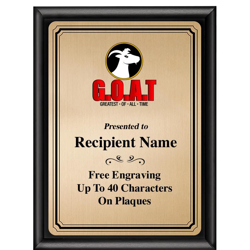 6X8 GOLD TRIO PLT BLK SHNY PLQ