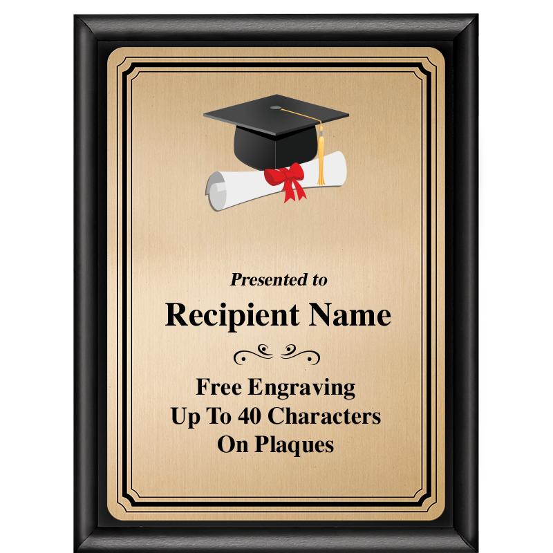 6X8 GOLD TRIO PLT BLK SHNY PLQ