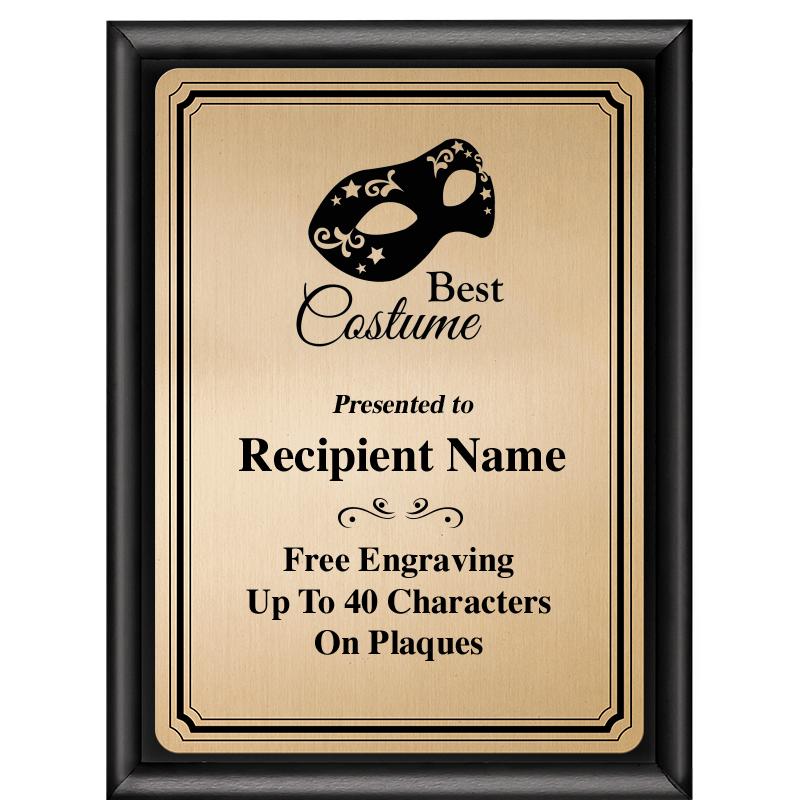 6X8 GOLD TRIO PLT BLK SHNY PLQ