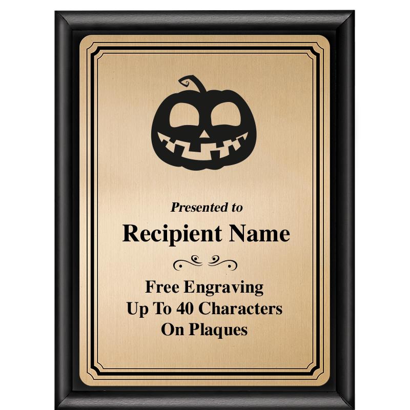 6X8 GOLD TRIO PLT BLK SHNY PLQ