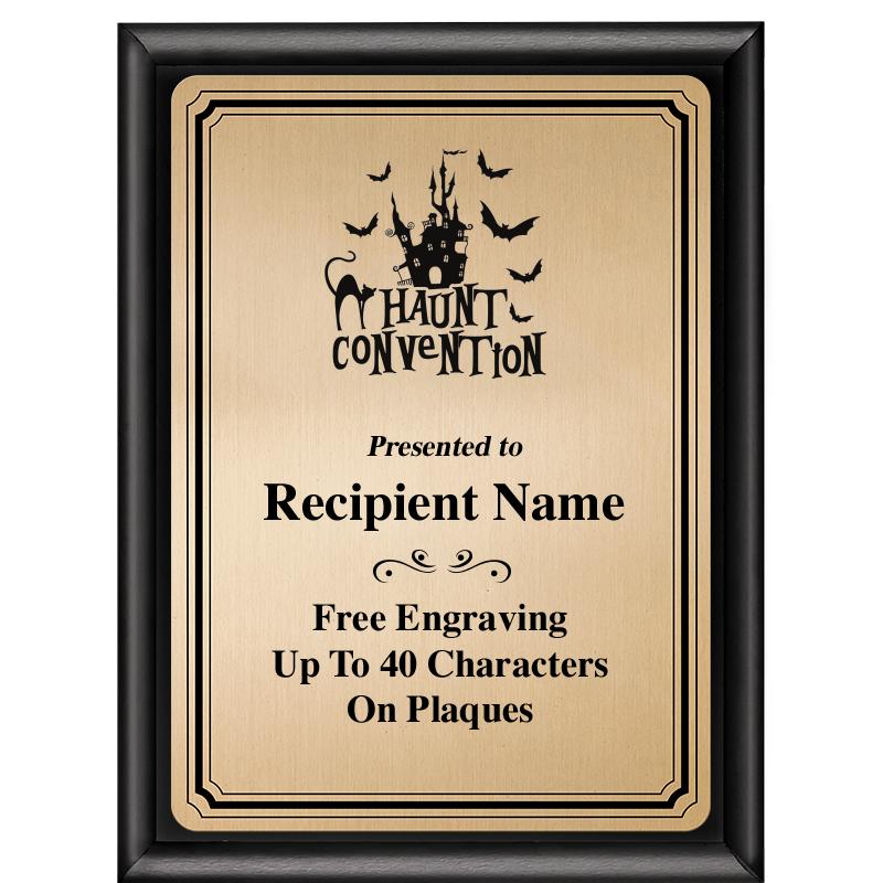 6X8 GOLD TRIO PLT BLK SHNY PLQ