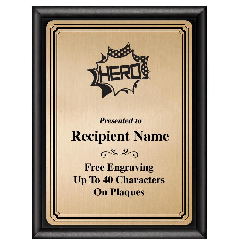 6X8 GOLD TRIO PLT BLK SHNY PLQ