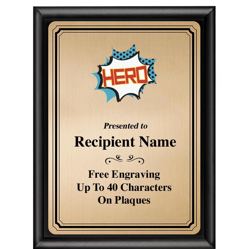 6X8 GOLD TRIO PLT BLK SHNY PLQ