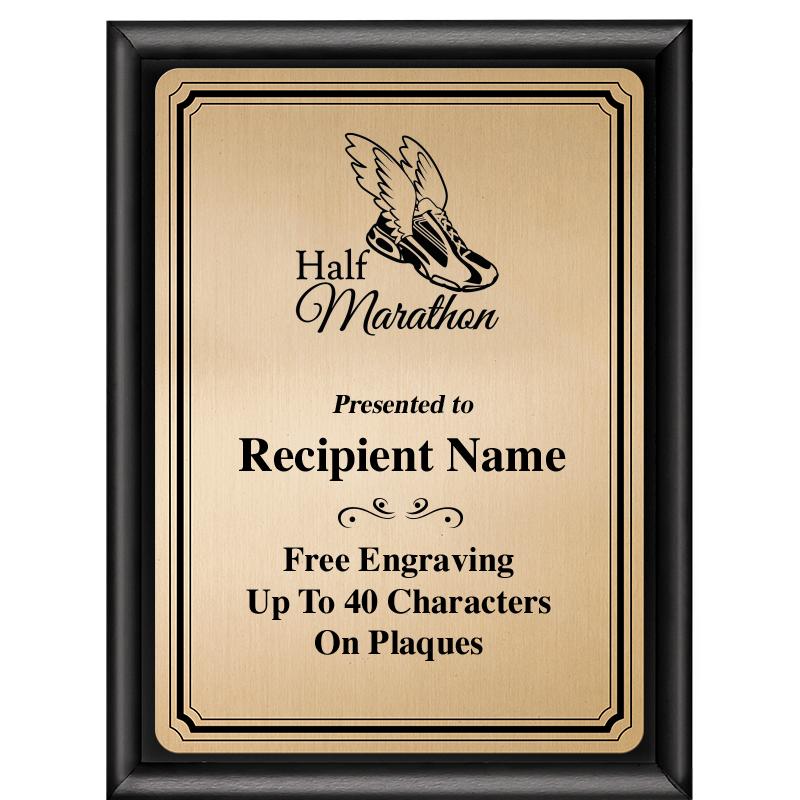 6X8 GOLD TRIO PLT BLK SHNY PLQ