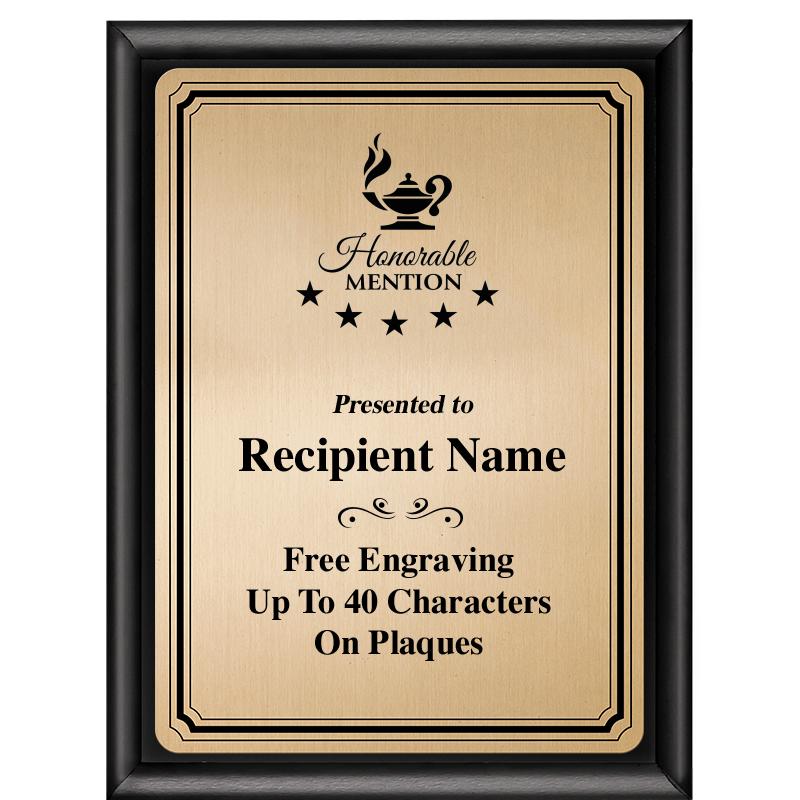 6X8 GOLD TRIO PLT BLK SHNY PLQ