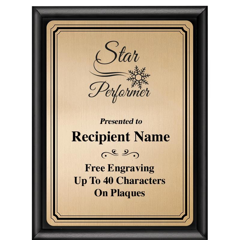 6X8 GOLD TRIO PLT BLK SHNY PLQ