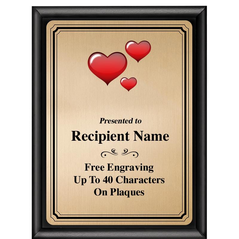 6X8 GOLD TRIO PLT BLK SHNY PLQ