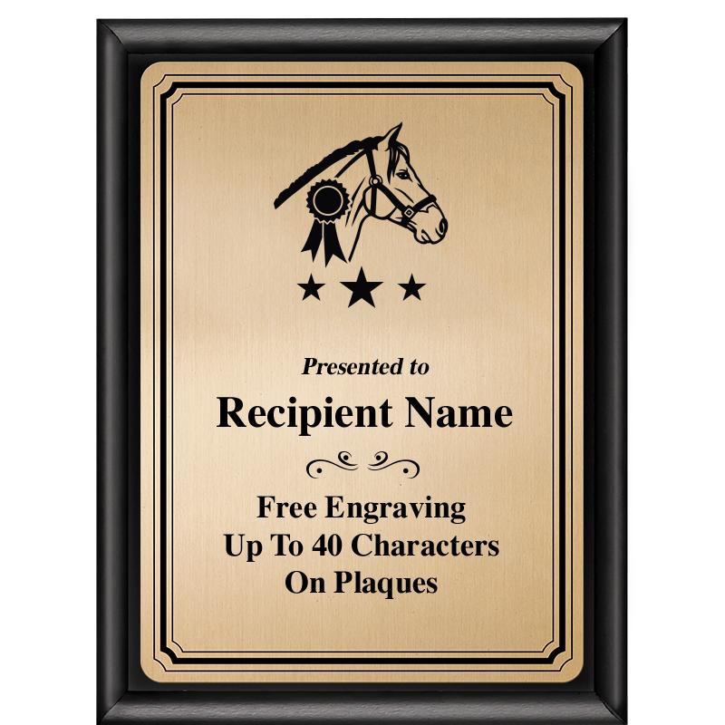 6X8 GOLD TRIO PLT BLK SHNY PLQ