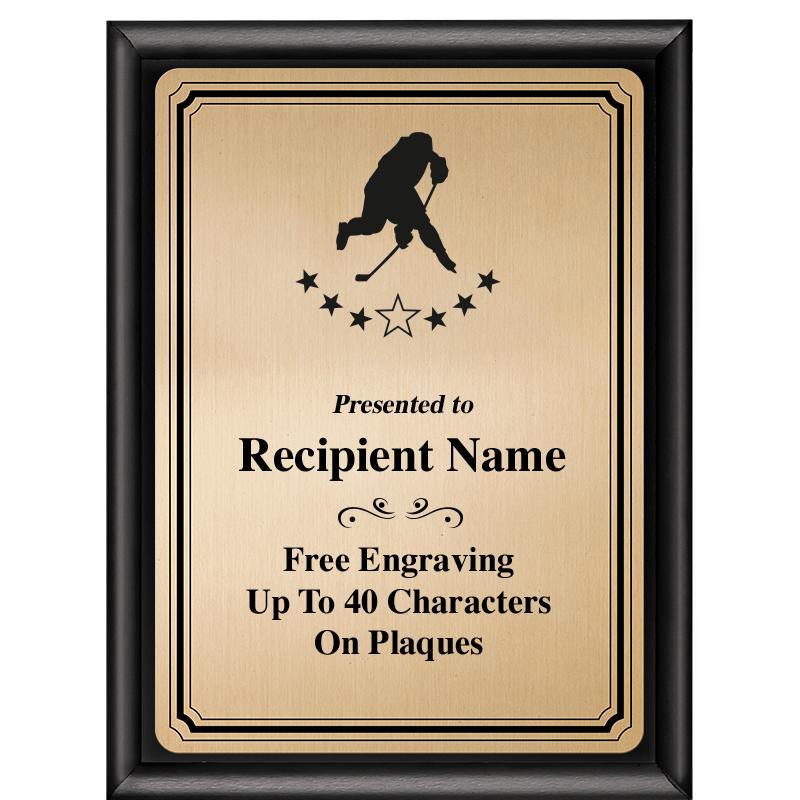 6X8 GOLD TRIO PLT BLK SHNY PLQ